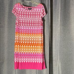 Jessica Howard Pink and White short Sleeve Sheath Dress